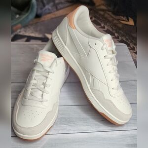 Reebok Women's Leather Low-Top Sneakers in Cream with Peach Accents